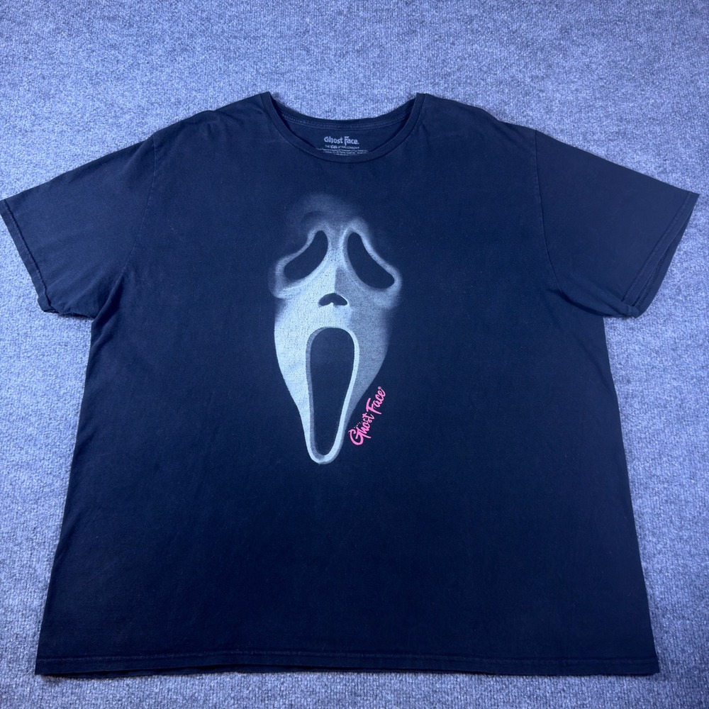 Ghost Face Scream Horror Movie Graphic T-Shirt Black Mens 3XL Cotton Fun World